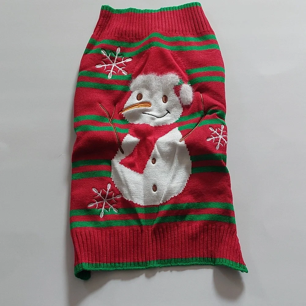 Dog christmas sweater snowman‎ red size L